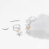 925 Silver Geometric Cross Star Hoop Earrings Wedding Jewelry