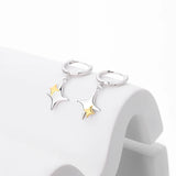 925 Silver Geometric Cross Star Hoop Earrings Wedding Jewelry