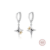 925 Silver Geometric Cross Star Hoop Earrings Wedding Jewelry