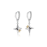 925 Silver Geometric Cross Star Hoop Earrings Wedding Jewelry