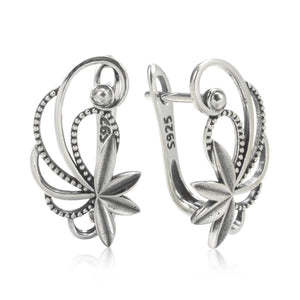 925 Silver Geometric Curve Drop Earrings Bohemian Style