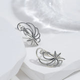 925 Silver Geometric Curve Drop Earrings Bohemian Style