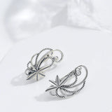 925 Silver Geometric Curve Drop Earrings Bohemian Style