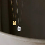 925 Silver Good Luck Square Pendant Necklace Women Jewelry