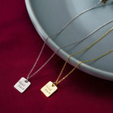 925 Silver Good Luck Square Pendant Necklace Women Jewelry