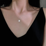 925 Silver Good Luck Square Pendant Necklace Women Jewelry
