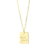 925 Silver Good Luck Square Pendant Necklace Women Jewelry