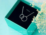 925 Sterling Silver Round Pendant Clavicle Necklace for Women