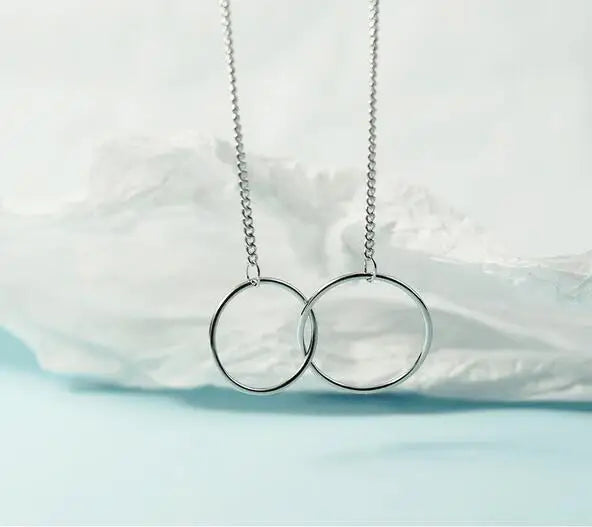 925 Sterling Silver Round Pendant Clavicle Necklace for Women