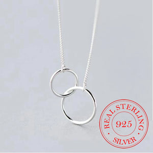 925 Sterling Silver Round Pendant Clavicle Necklace for Women