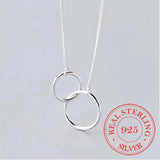 925 Sterling Silver Round Pendant Clavicle Necklace for Women