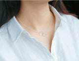 925 Sterling Silver Round Pendant Clavicle Necklace for Women