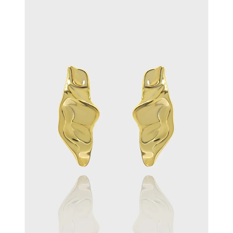925 Silver Irregular Surface Stud Earrings Women's Fine Jewelry Gift