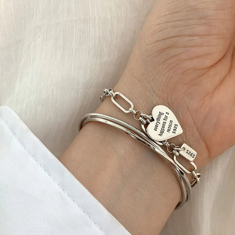 925 Silver LOVE Heart Bracelet Vintage Jewelry