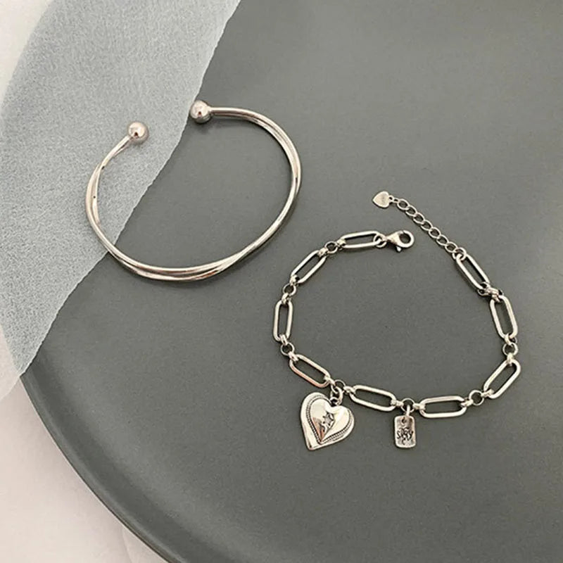 925 Silver LOVE Heart Bracelet Vintage Jewelry