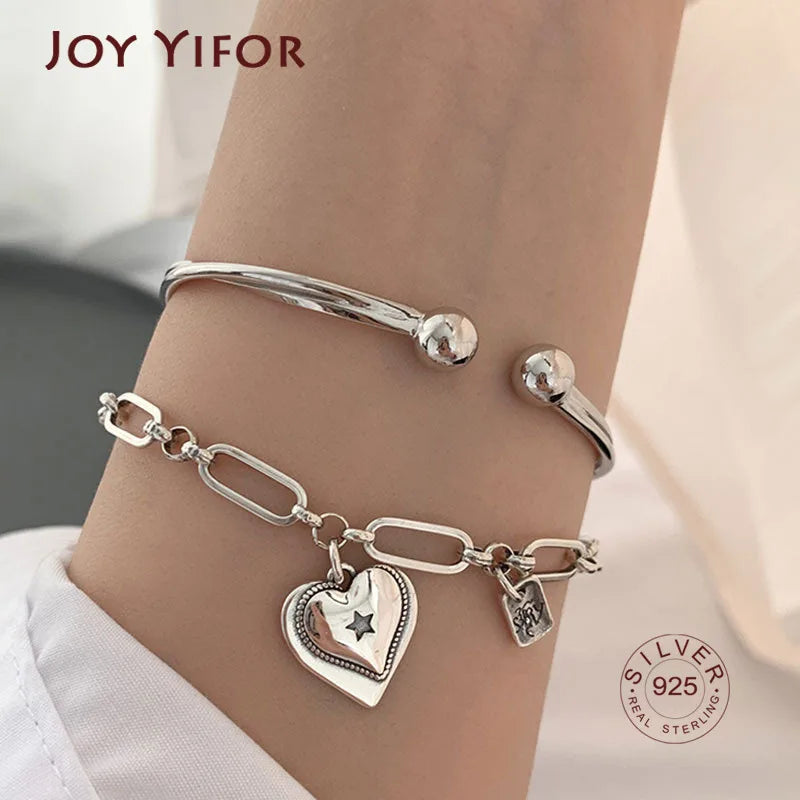 925 Silver LOVE Heart Bracelet Vintage Jewelry