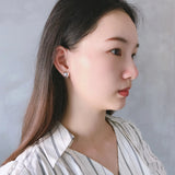 925 Silver Heart Ear Buckle Studs Women Girls Earrings