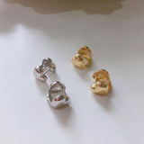 925 Silver Heart Ear Buckle Studs Women Girls Earrings
