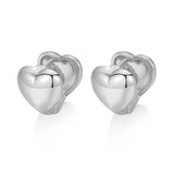 925 Silver Heart Ear Buckle Studs Women Girls Earrings