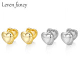 925 Silver Heart Ear Buckle Studs Women Girls Earrings
