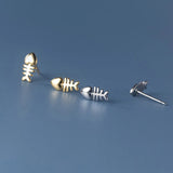 925 Silver Fish Bone Earrings Drop