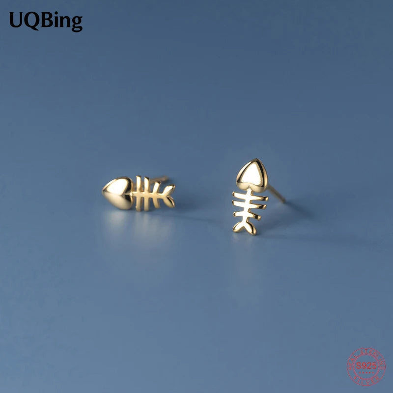 925 Silver Fish Bone Earrings Drop