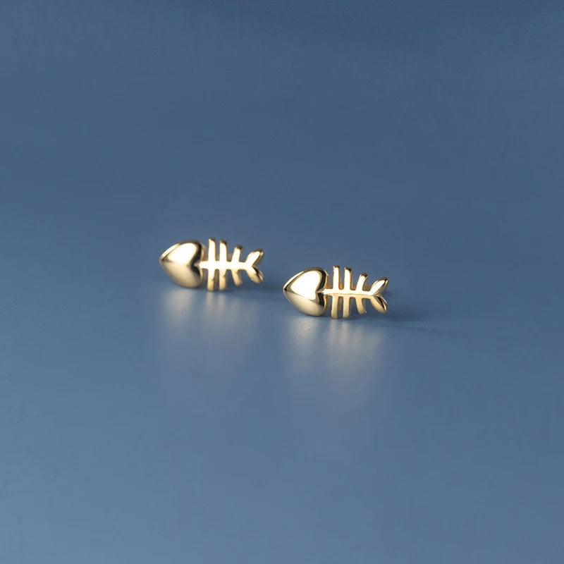925 Silver Fish Bone Earrings Drop