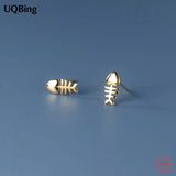 925 Silver Fish Bone Earrings Drop