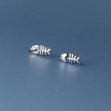925 Silver Fish Bone Earrings Drop
