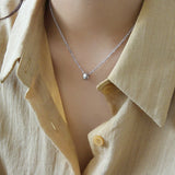 Minimalist 925 Sterling Silver Sphere Pendant Necklace Graduation Gift