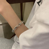 925 Silver Thicken Chain Bracelet Vintage Punk Hiphop Jewelry