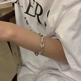 925 Silver Thicken Chain Bracelet Vintage Punk Hiphop Jewelry