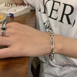 925 Silver Thicken Chain Bracelet Vintage Punk Hiphop Jewelry