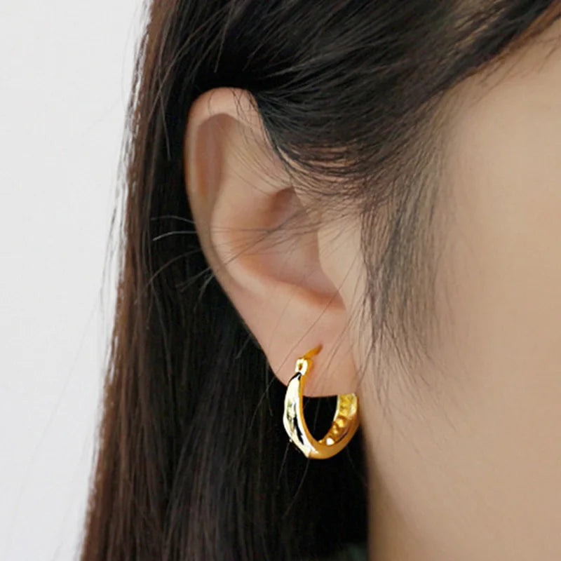 925 Sterling Silver Vintage Ellipse Earrings French Punk Hip-Hop Accessories