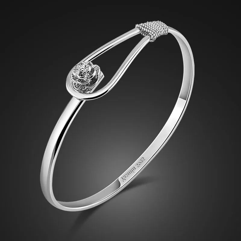 925 Silver Rose Bracelet for Women, Non-fading Jewelry
