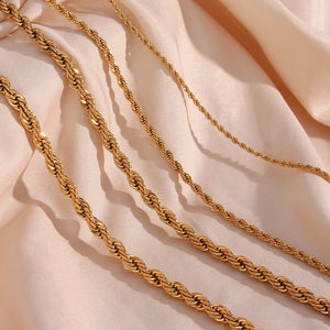 Minimalist Twisted Rope Chain Choker Necklace Stainless Steel Jewelry
