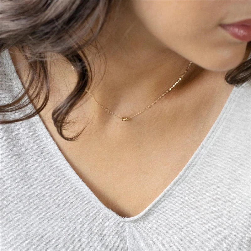 Minimalist Beads Necklace 14K Filled Choker Women Jewelry Pendants