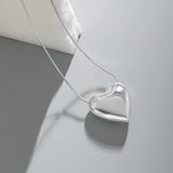 Minimalist Big Heart S925 Sterling Silver Snake Chain Necklace Women