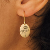 Minimalist Birth Flower Dangle Earrings - Gold, Silver & Rose - Gift for Mom