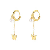 Butterfly & Pearl Tassel Chain Drop Earrings for Women