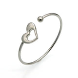 Love Heart Cuff Bracelets Stainless Steel Adjustable Bangle