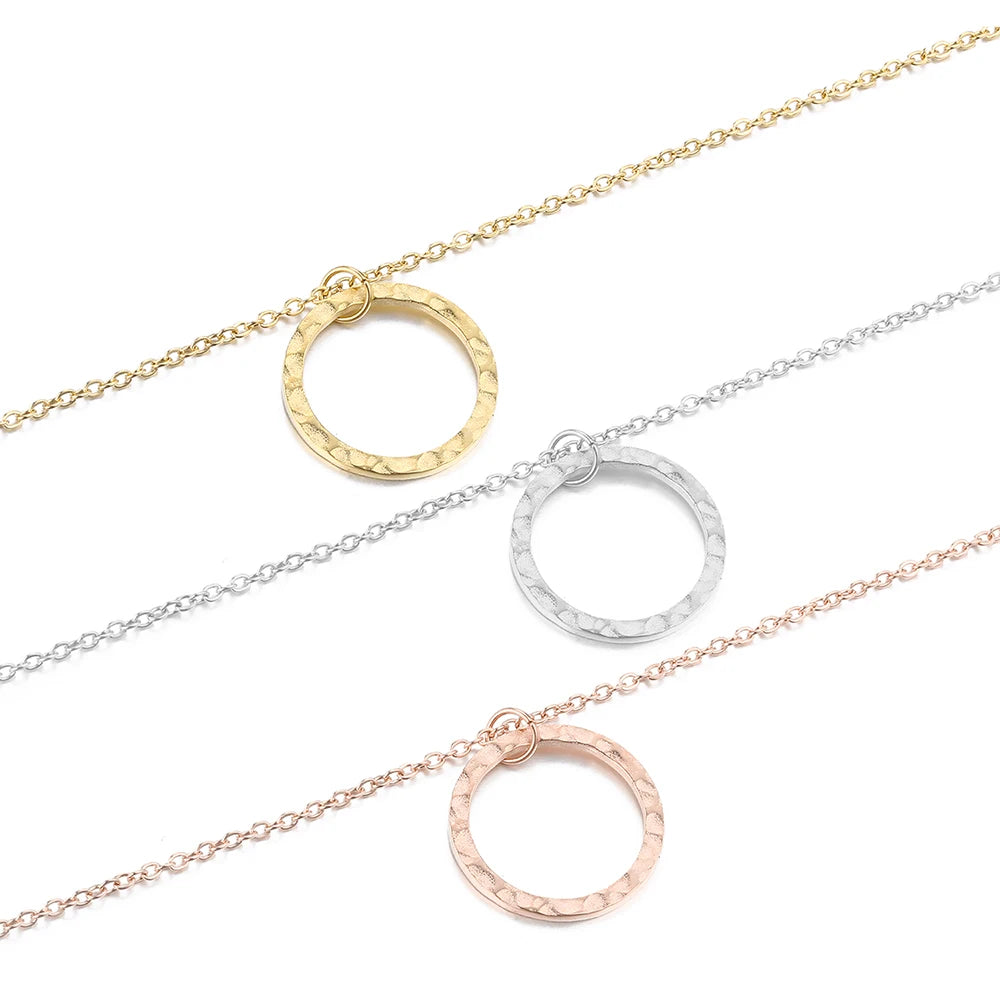 Minimalist Choker Stainless Steel Necklace Round Circle Pendant