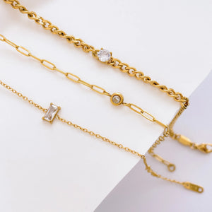 Fine Chain Zircon Bracelet Anklet Stainless Steel Jewelry