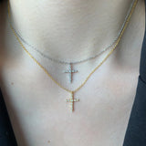 Minimalist CZ Cross Pendant Necklace 925 Silver Women Christianity Jewelry