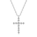 Minimalist CZ Cross Pendant Necklace 925 Silver Women Christianity Jewelry