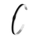 Minimalist Cuff Bangle For Men Stainless Steel PU Leather Jewelry Gift