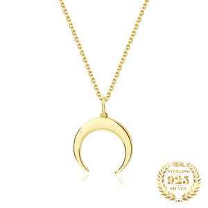 Sterling Silver Crescent Moon Pendant Necklace for Women