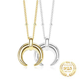Sterling Silver Crescent Moon Pendant Necklace for Women