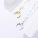 Sterling Silver Crescent Moon Pendant Necklace for Women