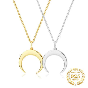 Sterling Silver Crescent Moon Pendant Necklace for Women